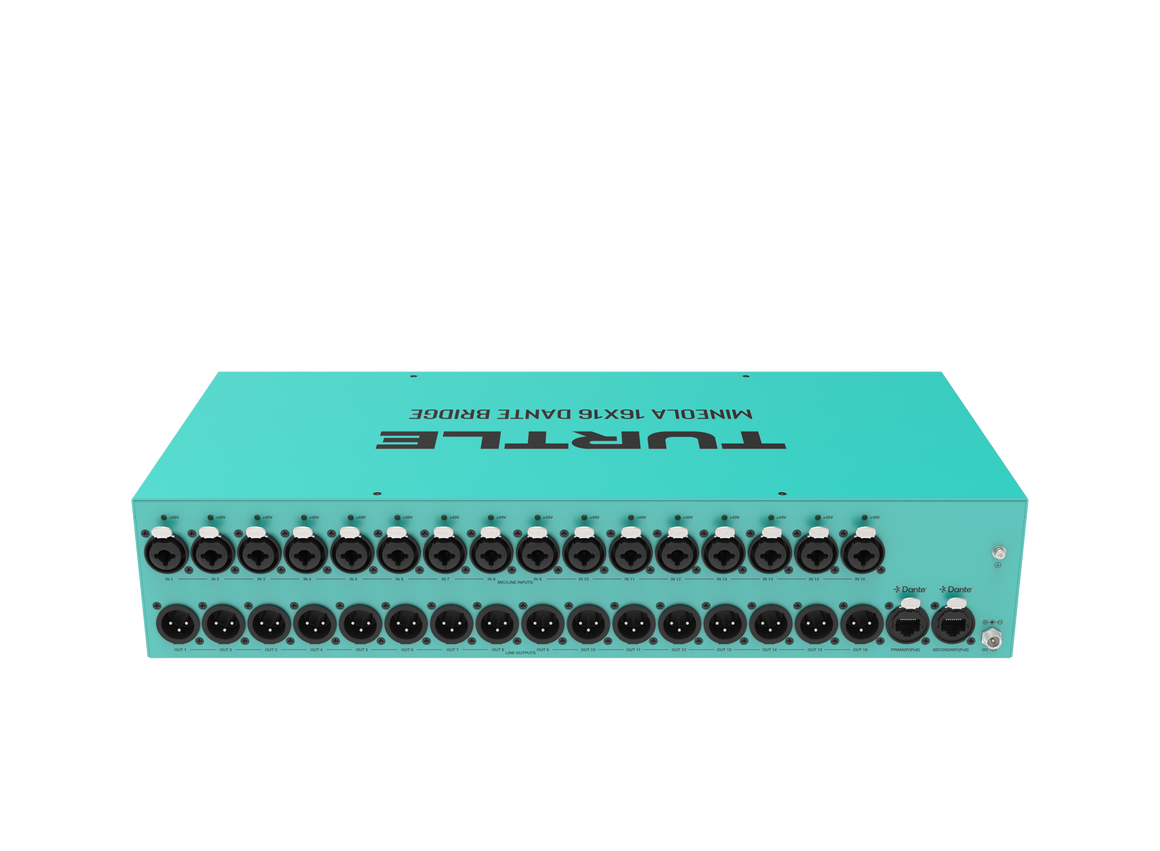 Teal electronic device with multiple ports on a white background