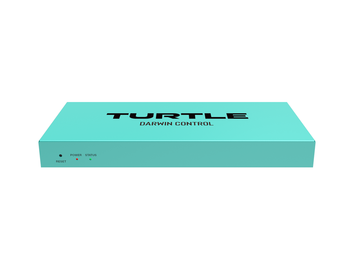 Turquoise box with 'Turtle Darwin Control' text on a white background