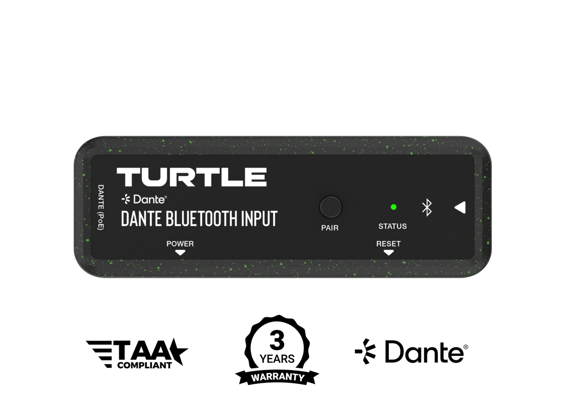 Turtle Dante Bluetooth input device with branding and certification logos on a white background