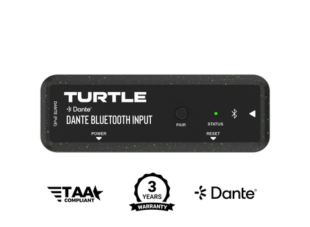 Turtle Dante Bluetooth input device with branding and certification logos on a white background