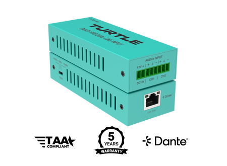 Turquoise electronic device with branding and certification logos on a white background