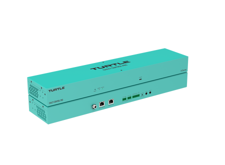 Turquoise electronic device with 'Turtle' branding on a white background