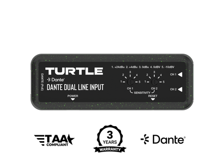 Turtle AV Dante 2CH Analog Line Input Adapter with Gain Controls