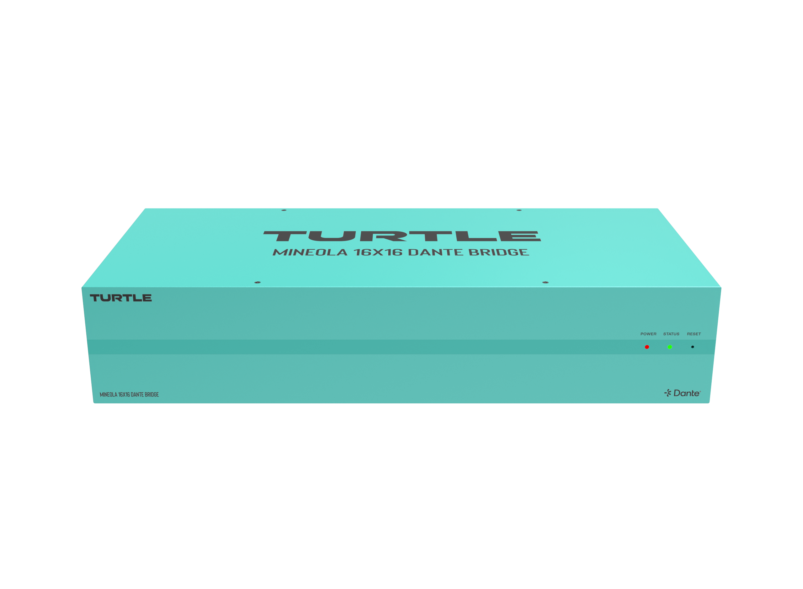 Turquoise electronic device with 'Turtle' branding on a white background