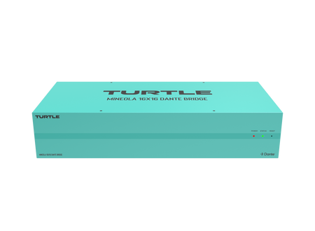 Turquoise electronic device with 'Turtle' branding on a white background