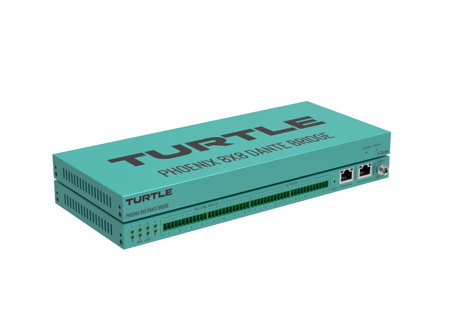Turquoise electronic device with 'Turtle' branding on a white background