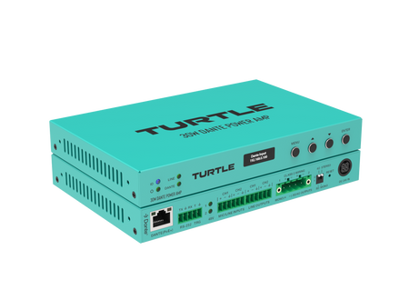Turquoise electronic device with 'Turtle' branding on a white background