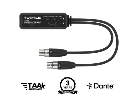 Turtle audio cable with dual XLR input on a white background