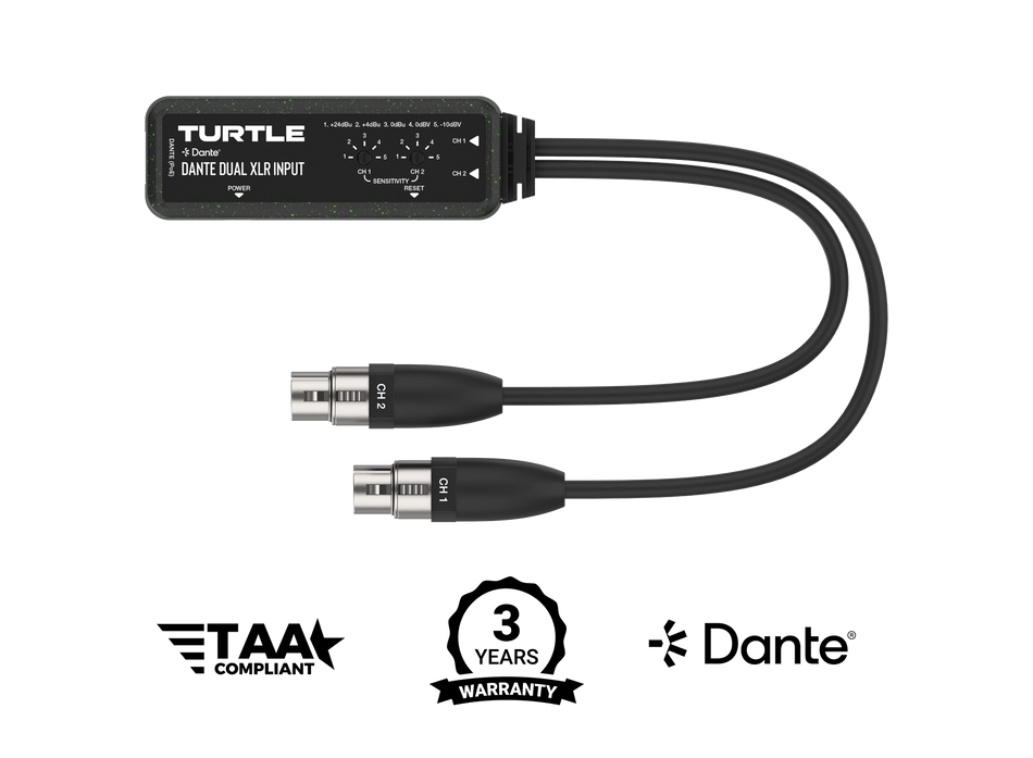Turtle audio cable with dual XLR input on a white background