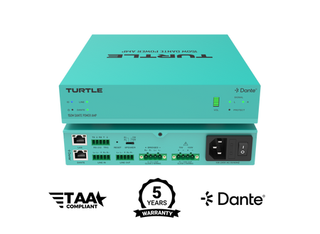 Turquoise electronic device with 'Turtle' branding on a white background, featuring certification logos.