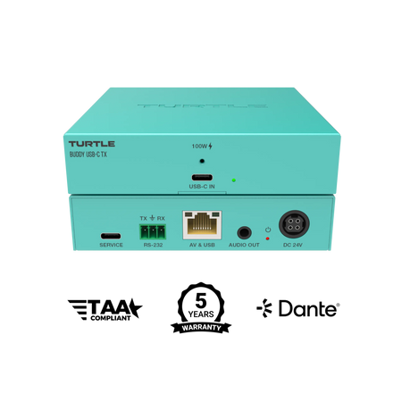 Turtle AV Boardroom Buddy USB-C TX — 4K60 HDBaseT Transmitter with 100W Charging