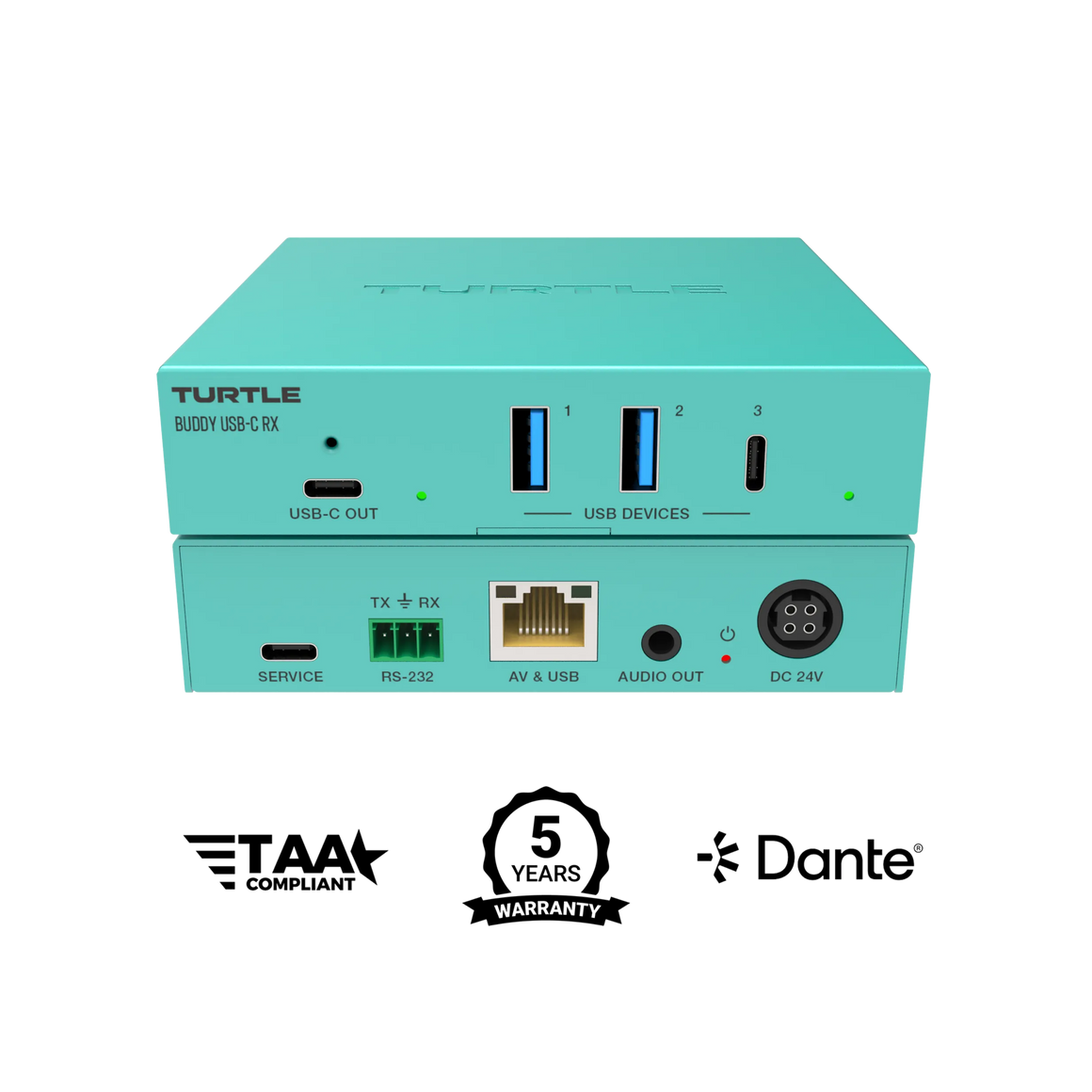 Turtle AV Boardroom Buddy USB-C RX — 4K60 HDBaseT Receiver for USB-C Displays