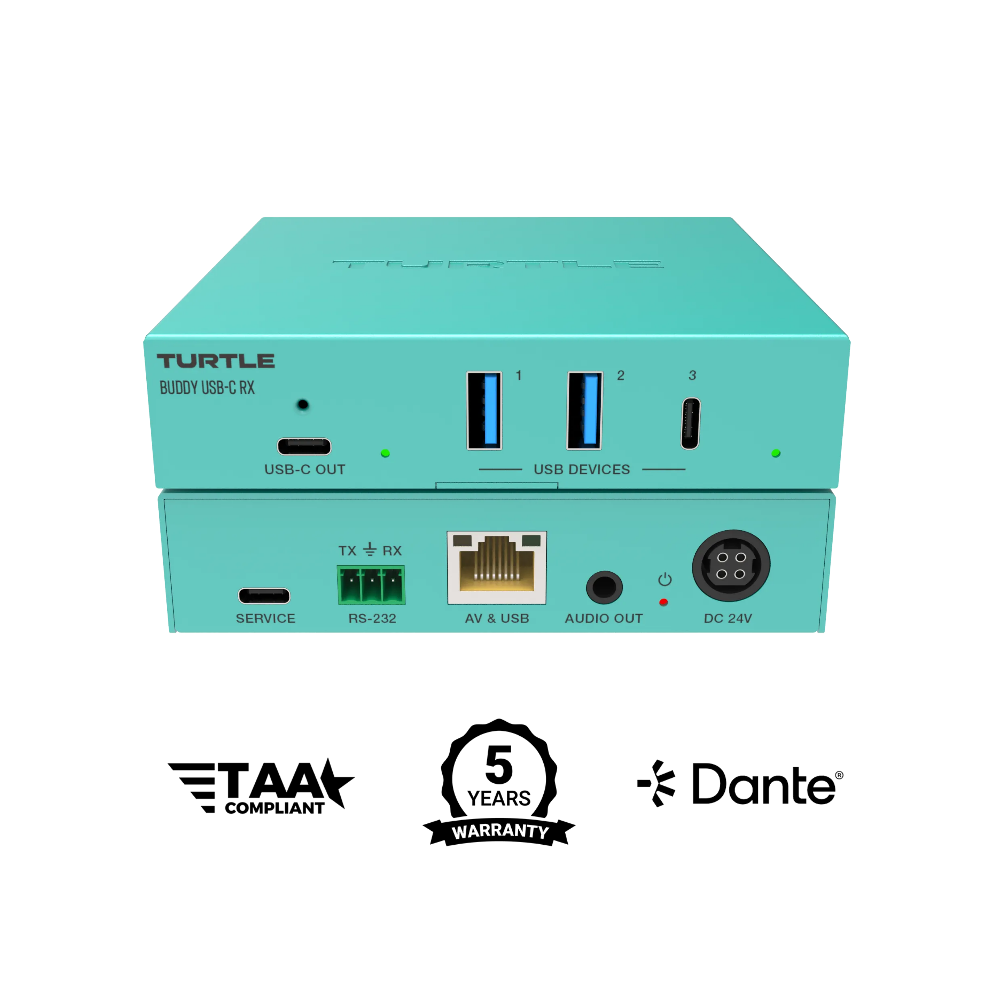 Turtle AV Boardroom Buddy USB-C RX — 4K60 HDBaseT Receiver for USB-C Displays