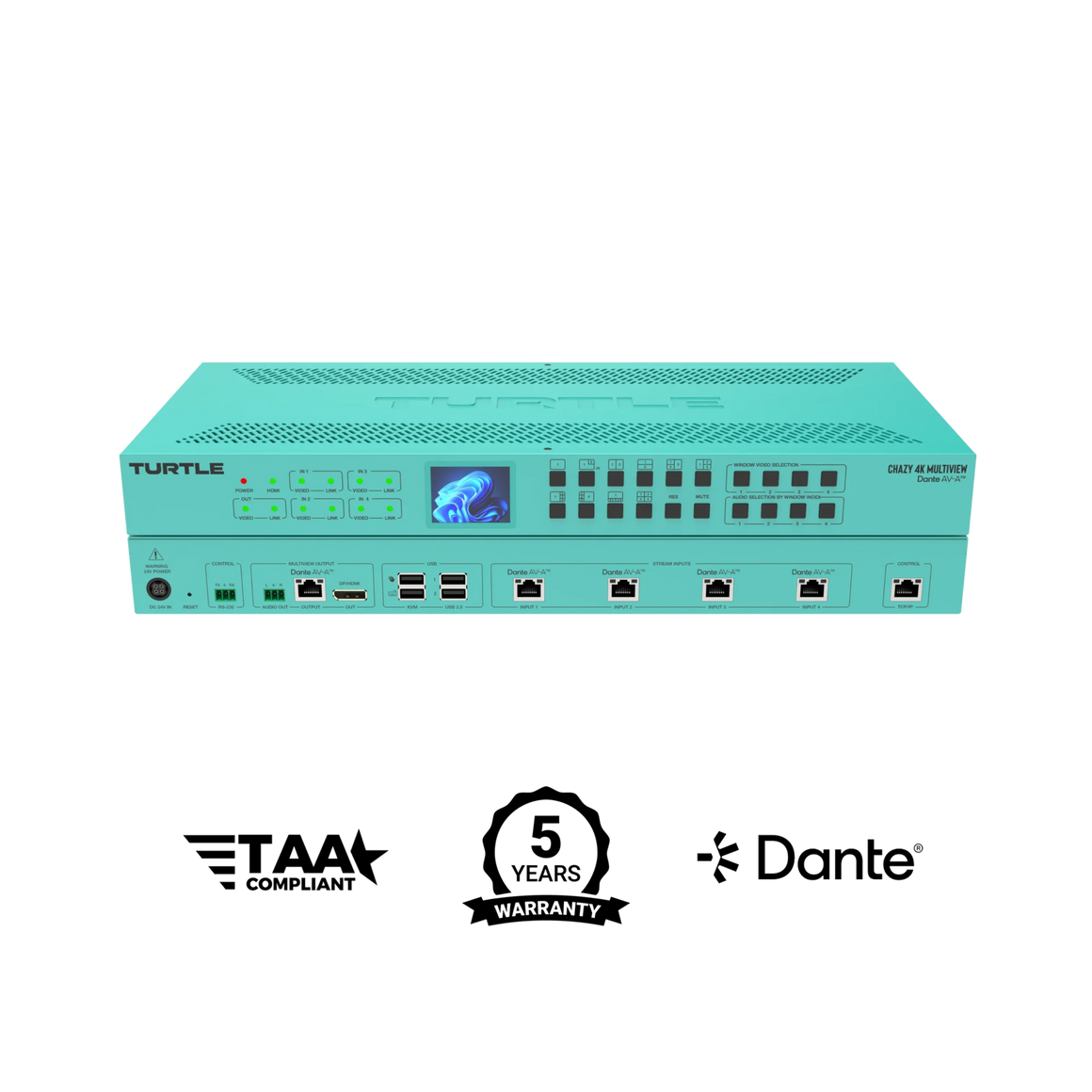 Turtle AV Chazy 4K Multiview — World's First Dante AV-A 4K Multiviewer