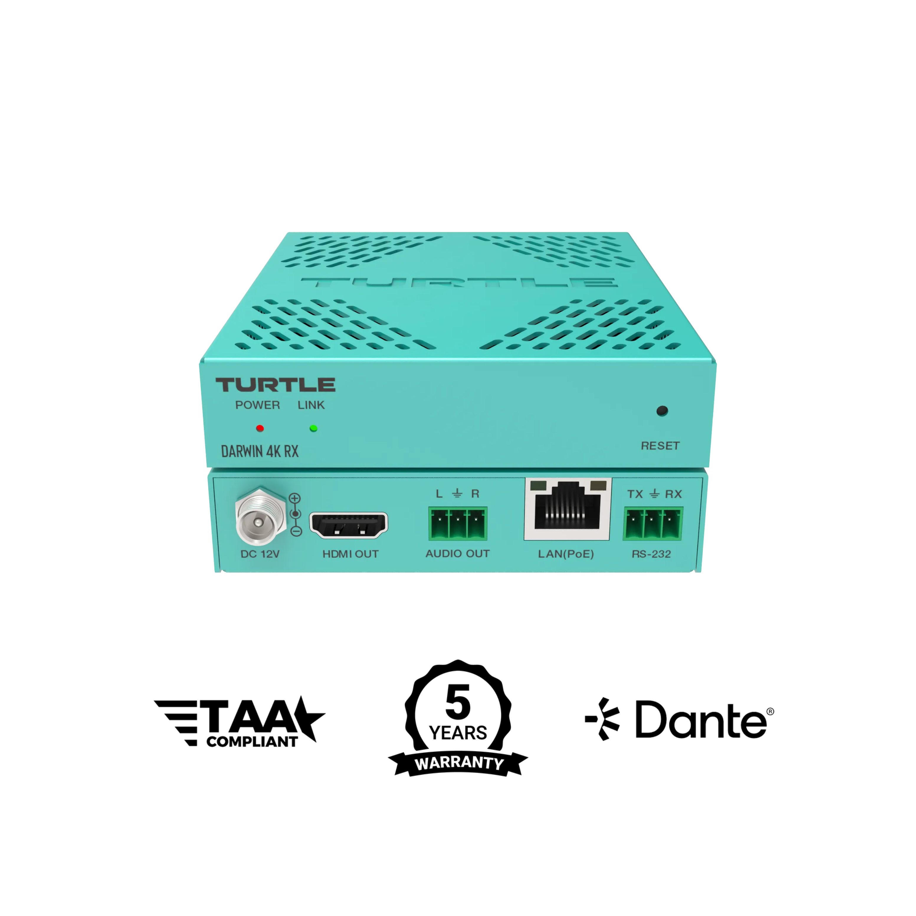 Turtle AV Darwin 4K RX — H.265 HDMI 4K AV over IP Receiver