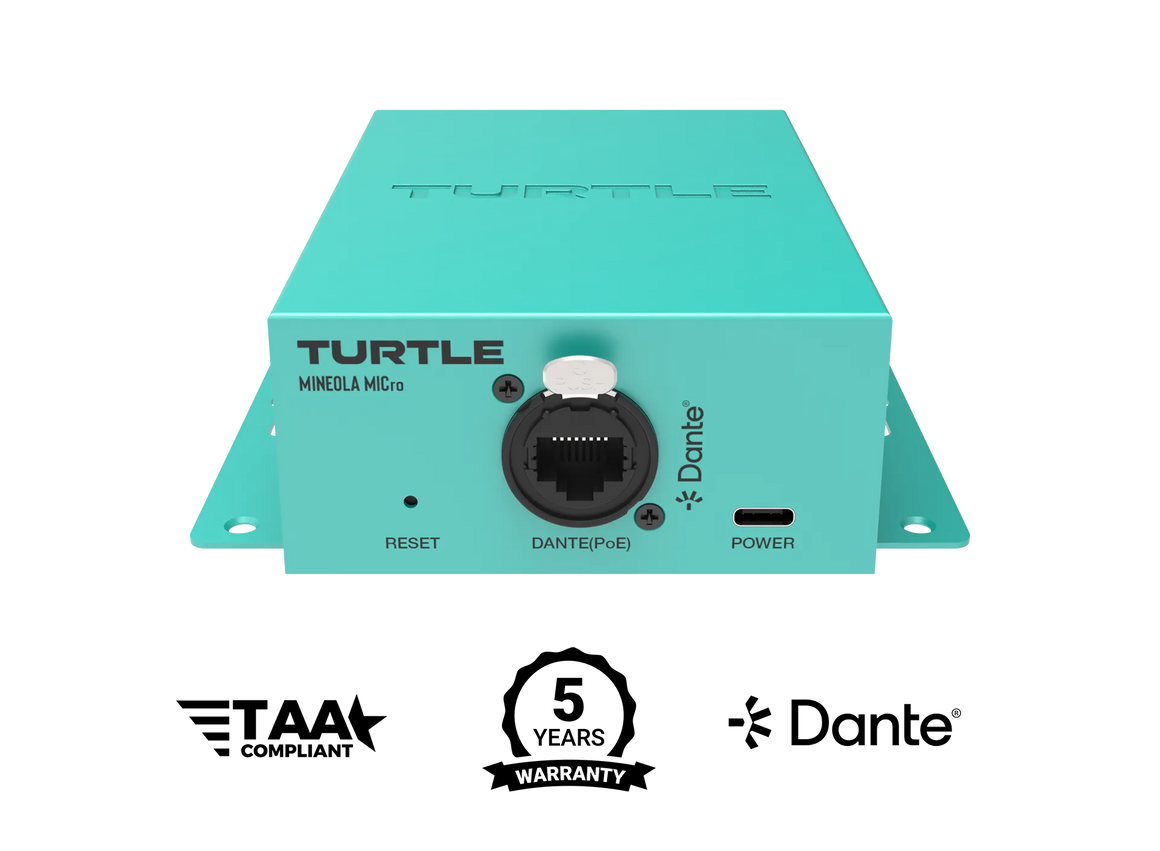 Turtle AV Mineola MICro — Dante Dual XLR Mic Preamp with DSP