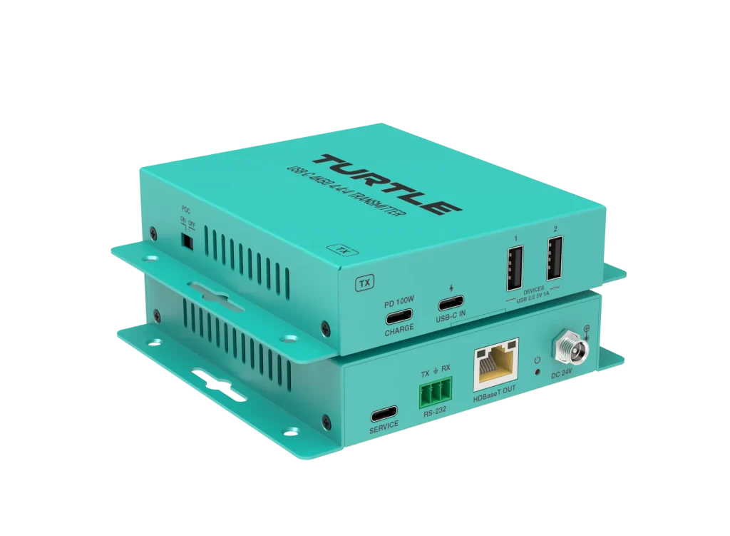 Turtle AV USB-C 4K60 and USB 2.0 Extender Kit — Single CAT Cable