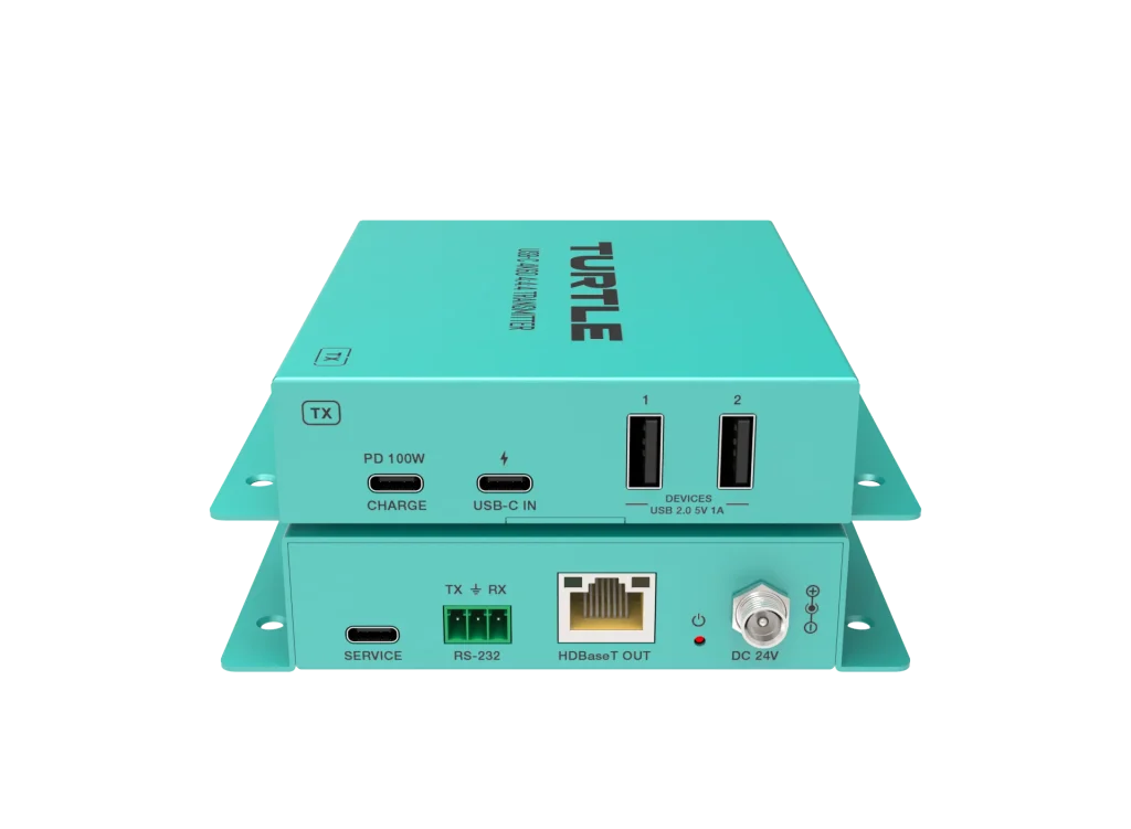 Turtle AV USB-C 4K60 and USB 2.0 Extender Kit — Single CAT Cable