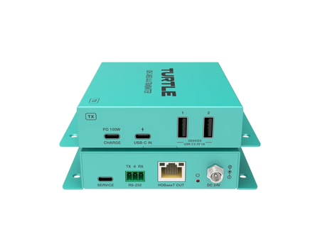 Turtle AV USB-C 4K60 and USB 2.0 Extender Kit — Single CAT Cable