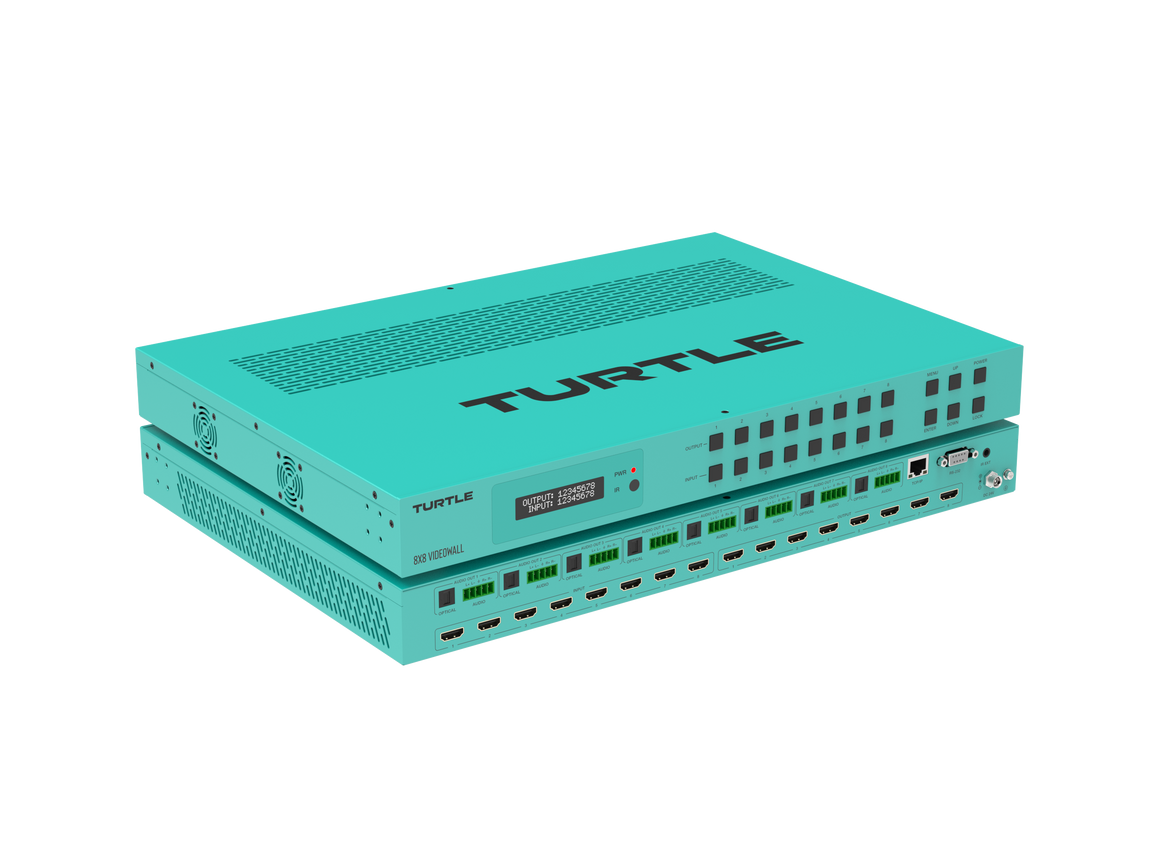 Turquoise electronic device with 'TURTLE' branding on a white background