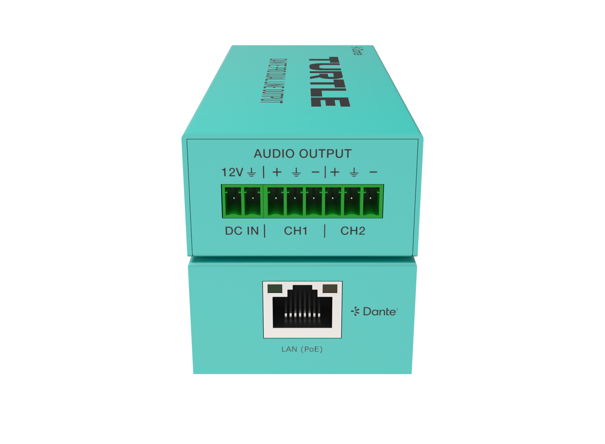Turtle AV Dante Pro 2CH Analog Line Output Adapter with Gain Controls ...