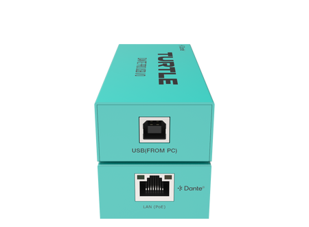 Turquoise box with technical connectors on a white background