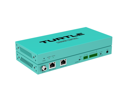 Turquoise device with 'Turtle' branding on a white background