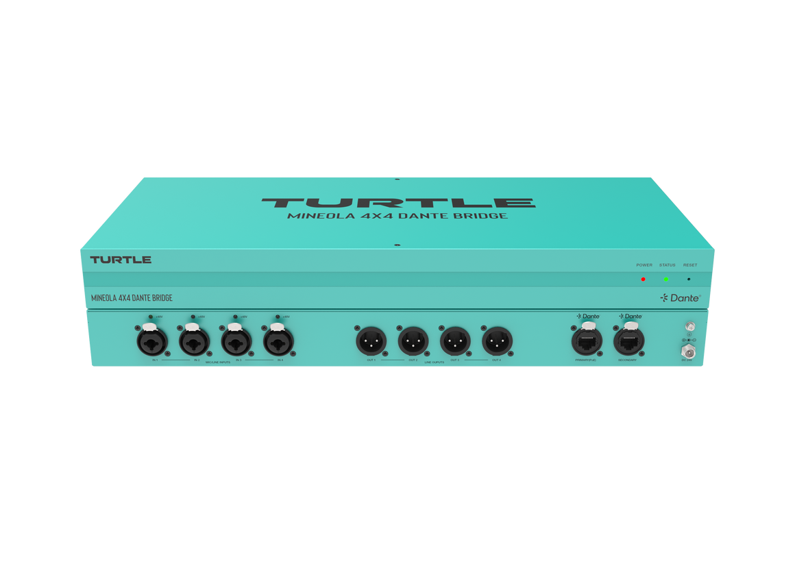 Turquoise audio device with 'Turtle' branding on a white background