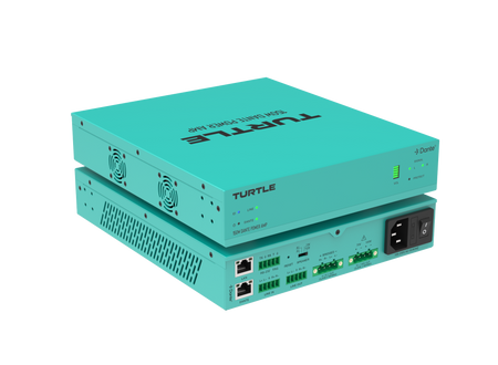 Turquoise electronic device with 'Turtle' branding on a white background