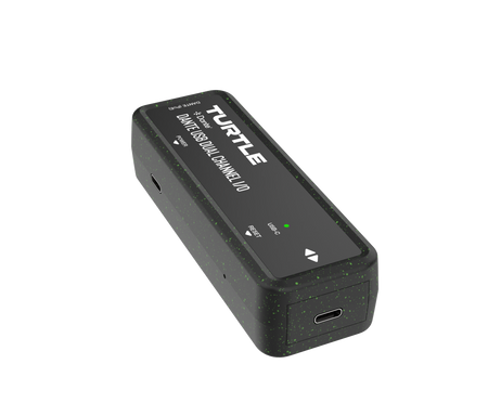 Black electronic device with 'Turtle' branding on a white background