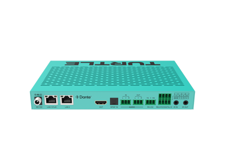 Turquoise router with 'TURRTE' branding on a white background