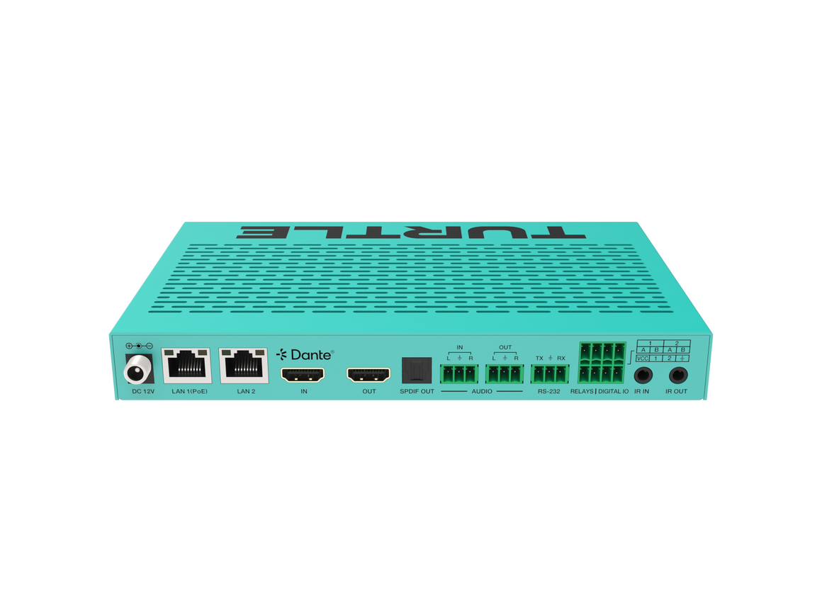 Turquoise router with 'TurtlE' branding on a white background