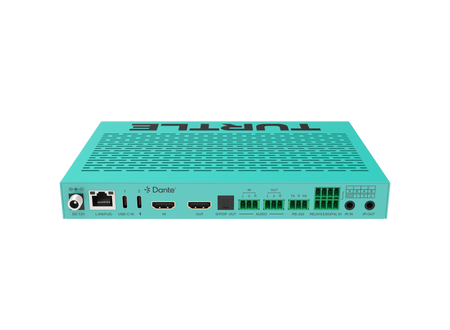 Turquoise router with 'TurtlE' branding on a white background