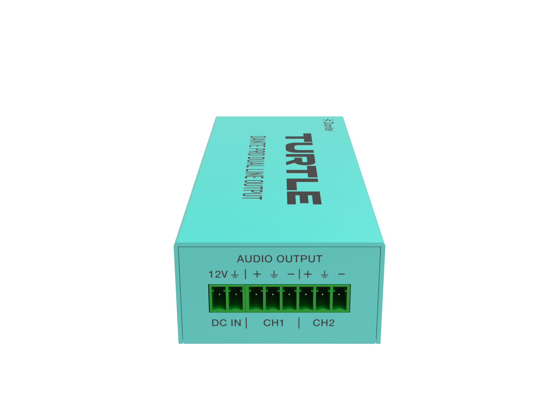 Turquoise electronic device with 'Turtle' branding on a white background