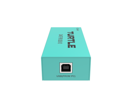 Turquoise box with 'Turtle' branding and USB port icon on a white background