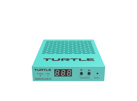 Teal electronic device with 'Turtle' branding on a white background