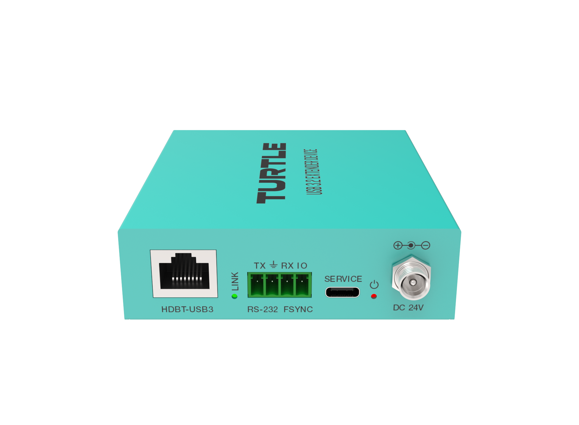 Turquoise electronic device with 'Turtle' branding on a white background