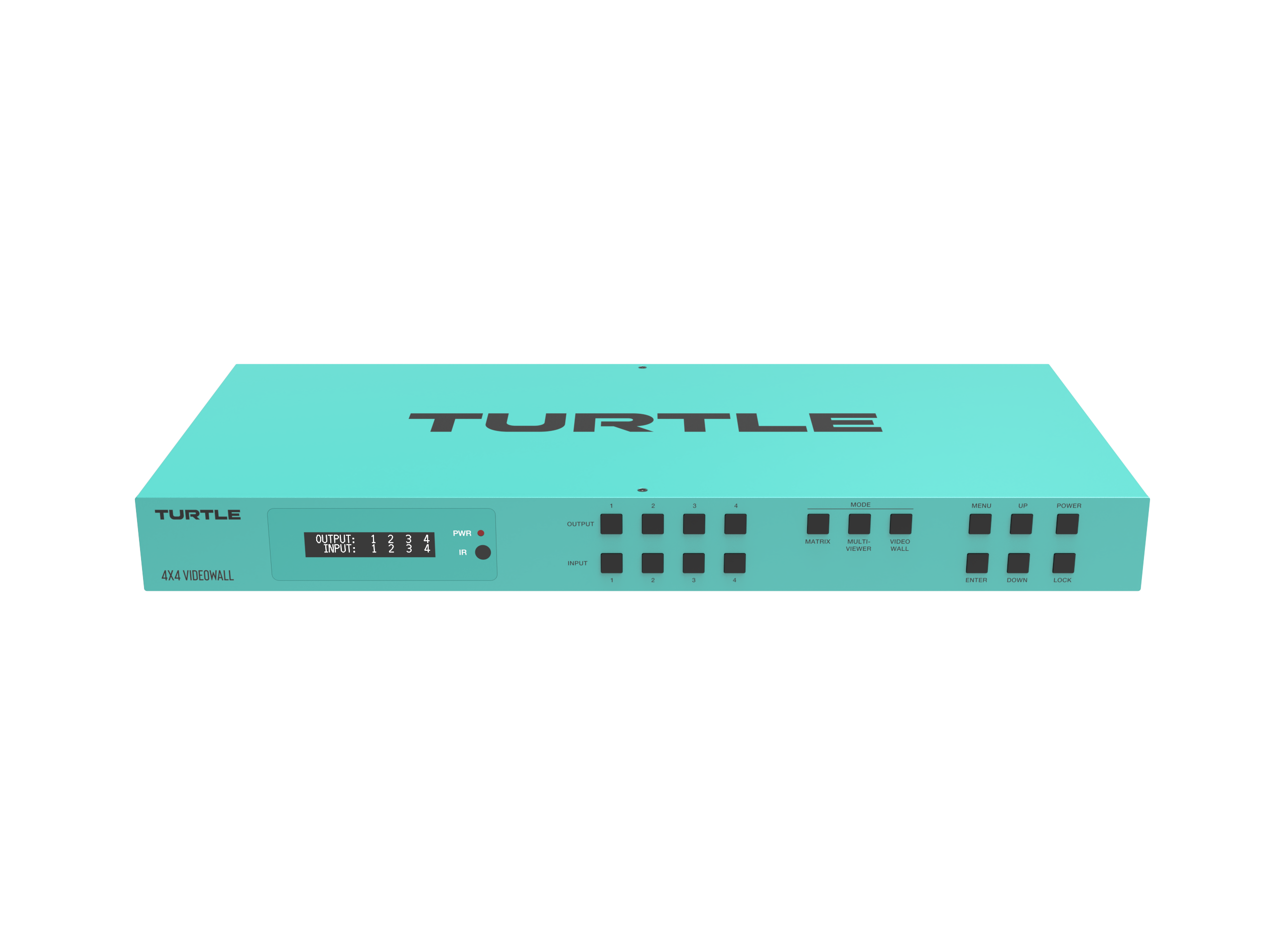Teal electronic device with 'Turtle' branding on a white background