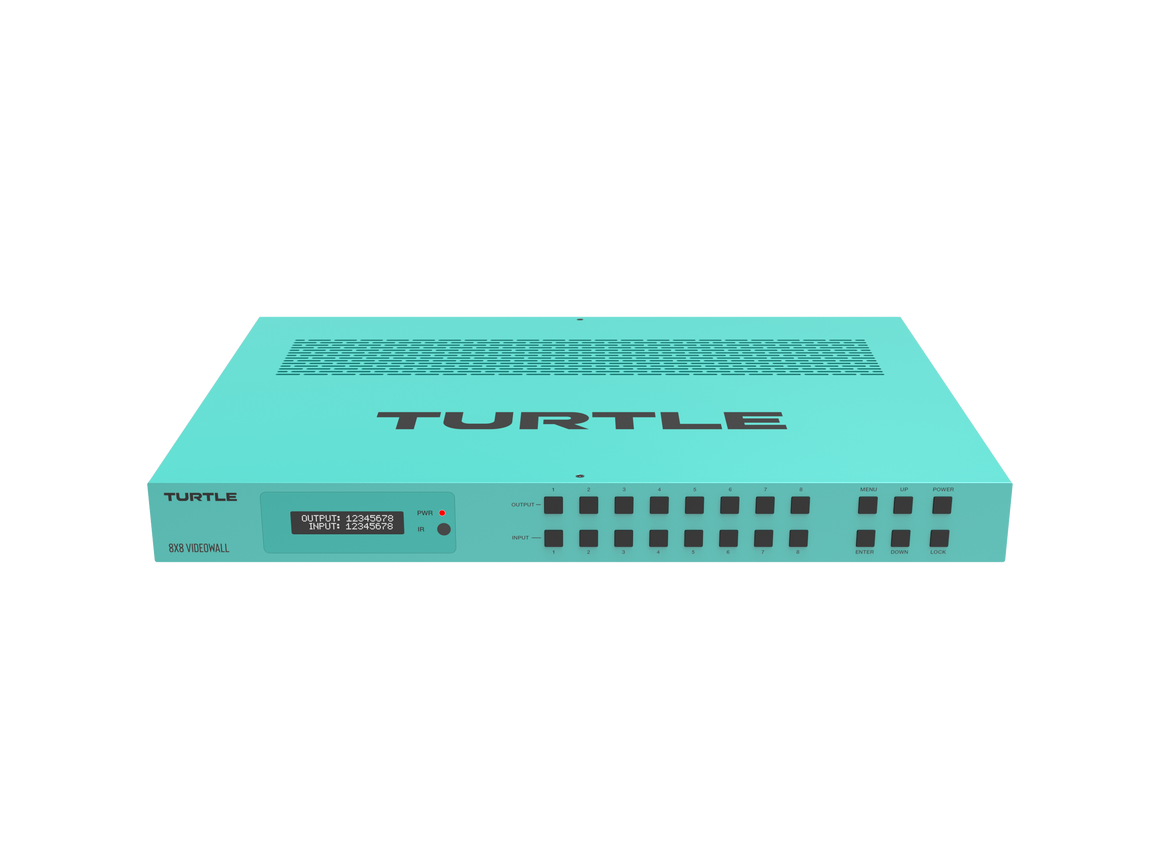 Turquoise router with 'Turtle' branding on a white background