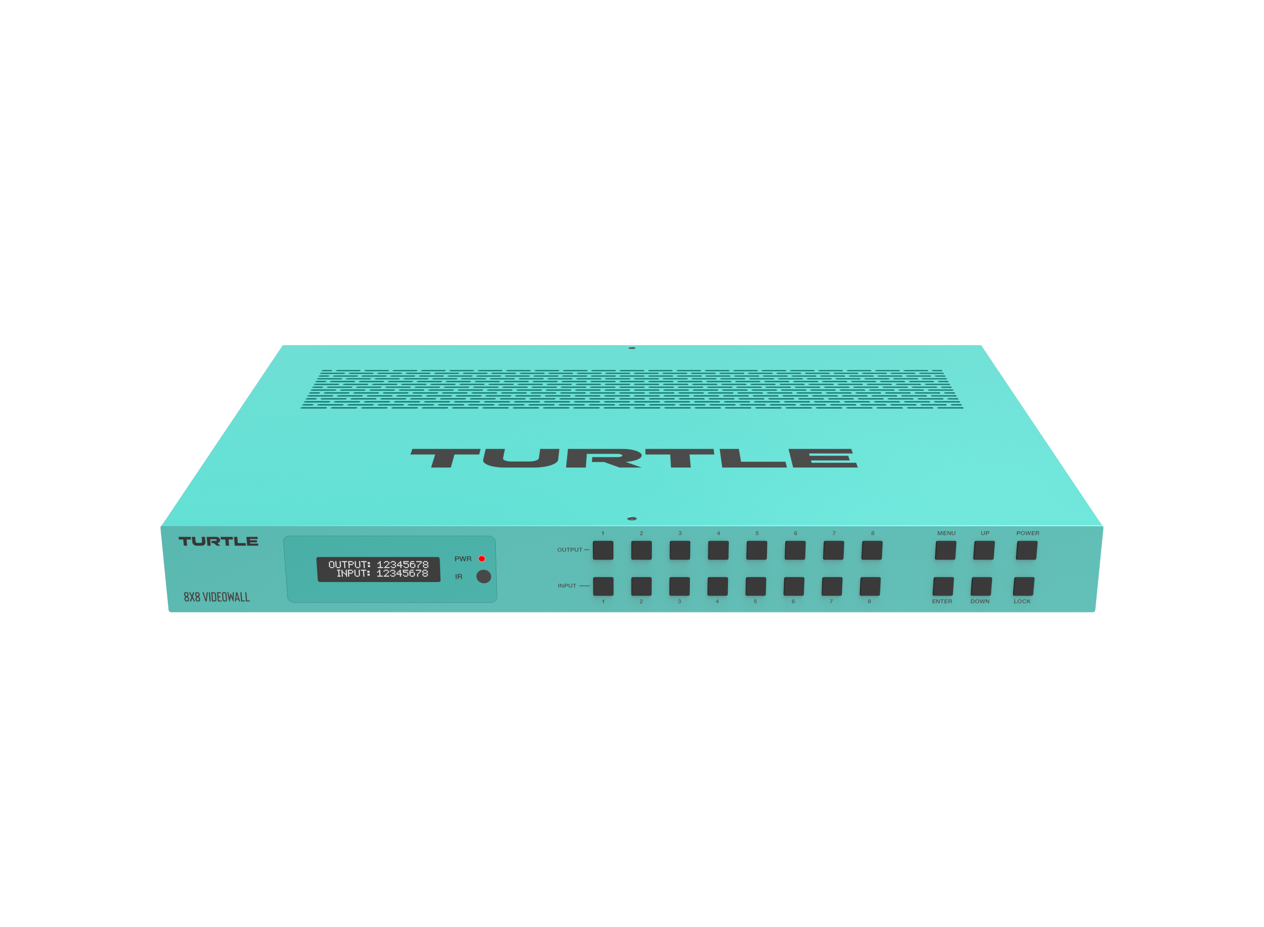 Turquoise router with 'Turtle' branding on a white background