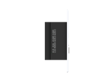 Black rectangular object with text on a white background