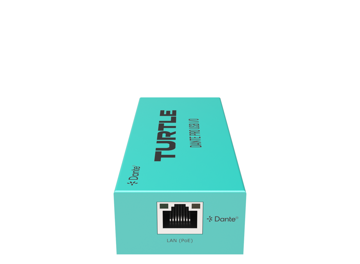Turquoise box with 'Turtle' branding and Dante logo on a white background