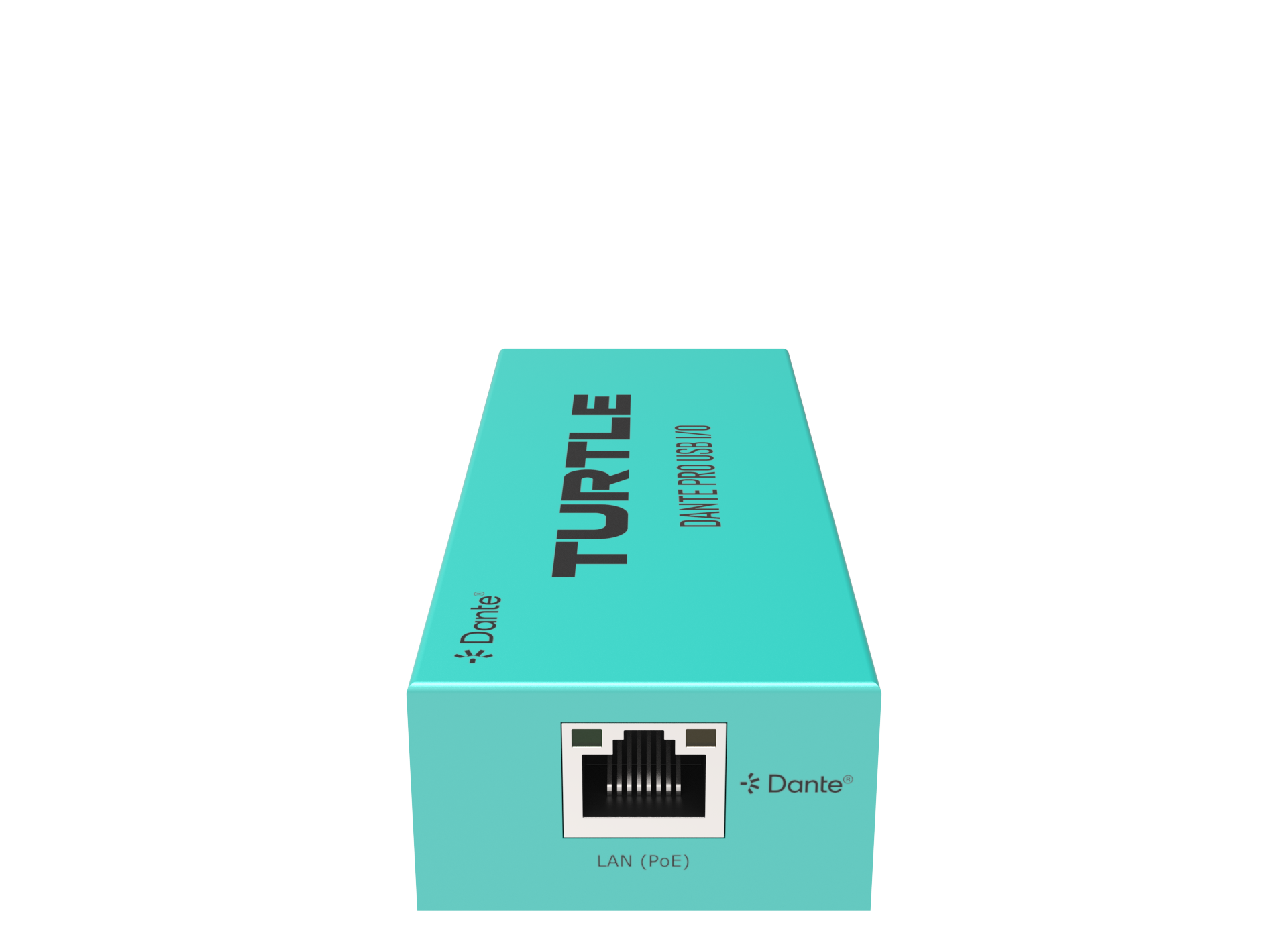 Turquoise box with 'Turtle' branding and Dante logo on a white background