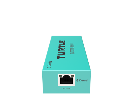 Turquoise box with 'Turtle' branding and Dante logo on a white background