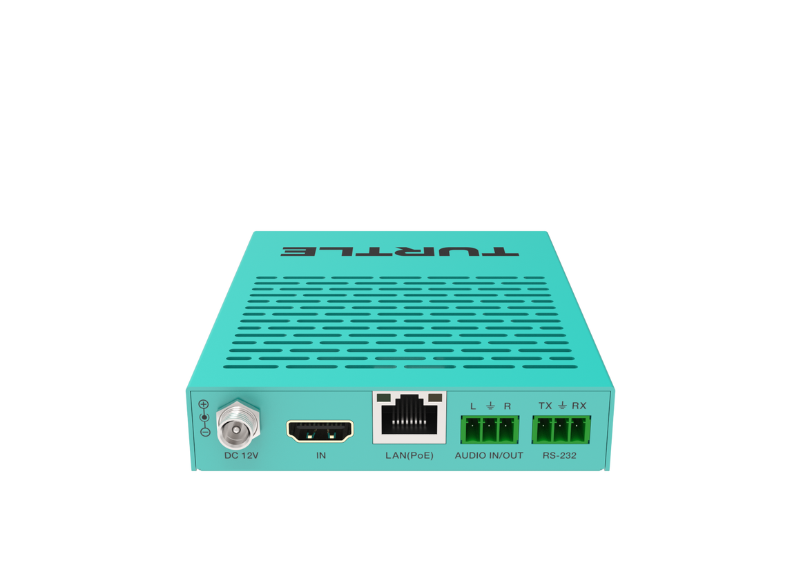 Turquoise electronic device with 'Turret' branding on a white background
