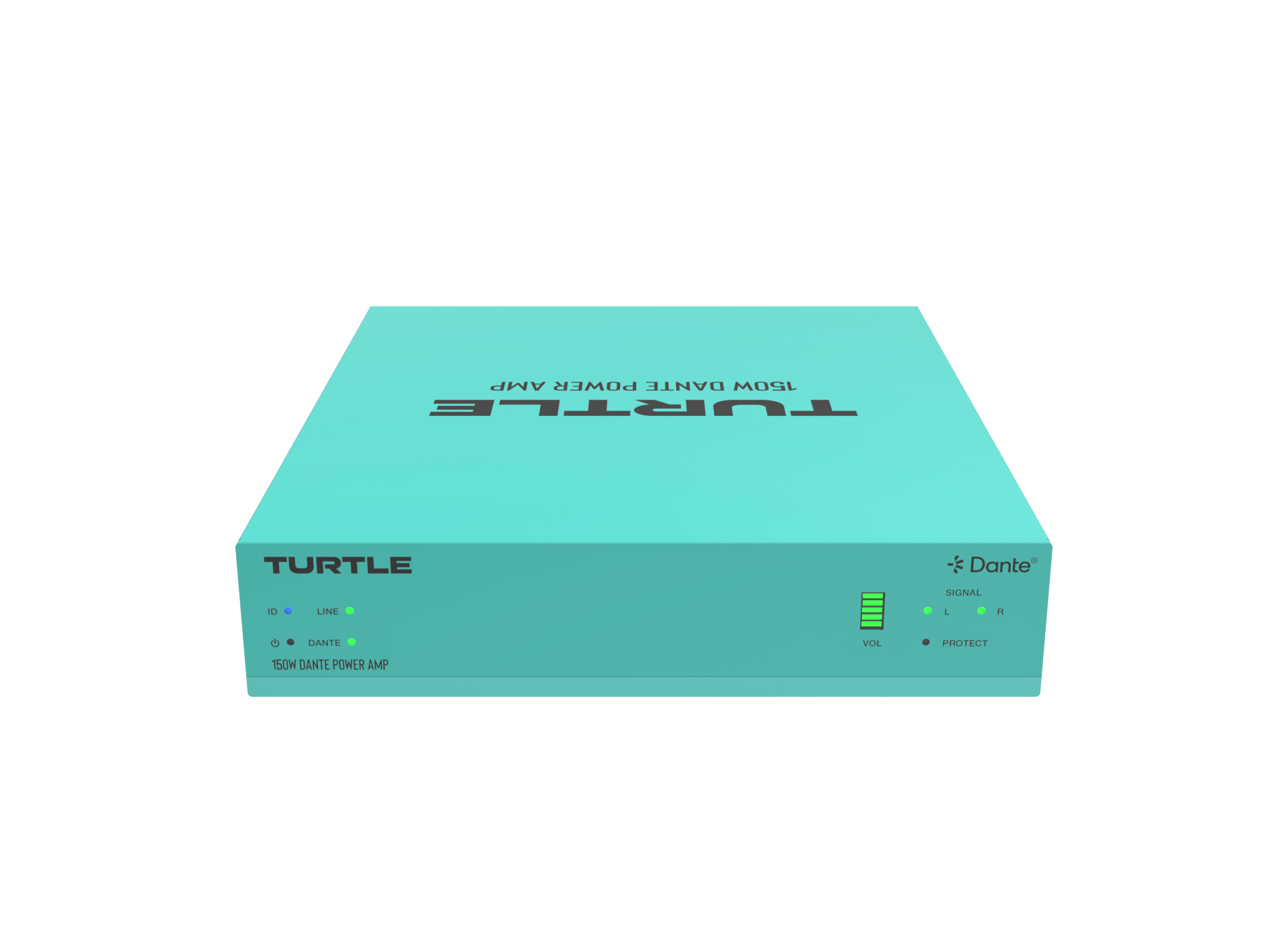 Turquoise electronic device with 'Turtle' branding on a white background