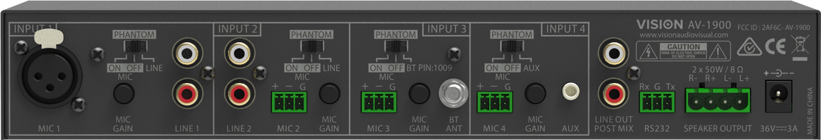 Vision 2 x 50w Mixer Amplifier