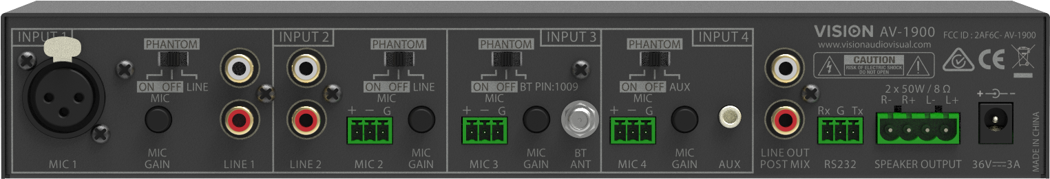 Vision 2 x 50w Mixer Amplifier