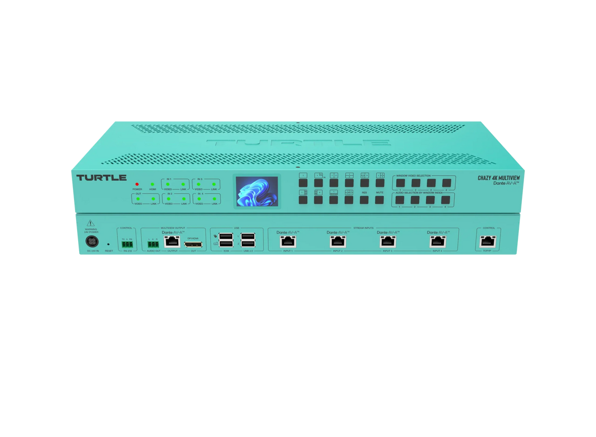 Turtle AV Chazy 4K Multiview — World's First Dante AV-A 4K Multiviewer