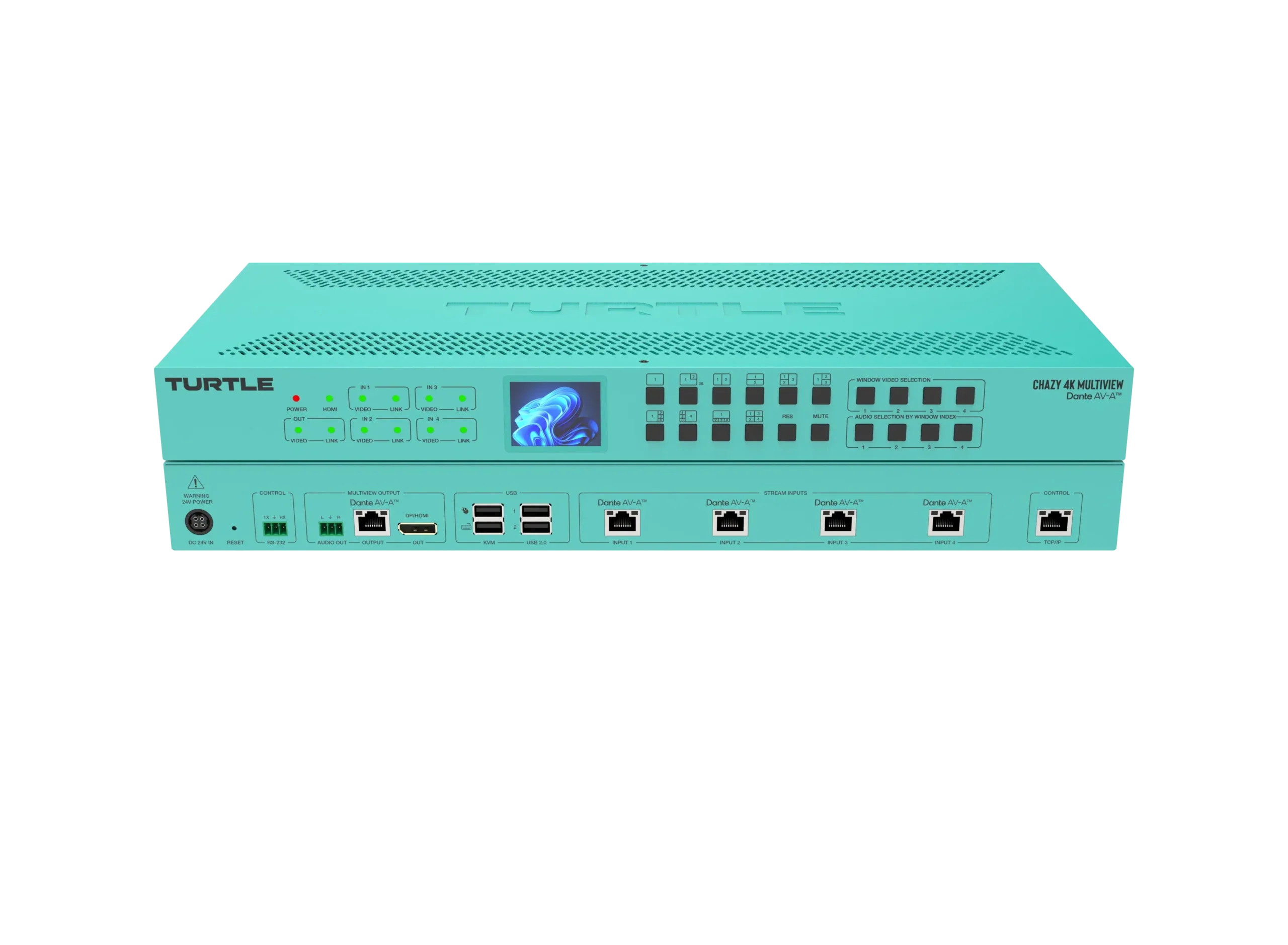Turtle AV Chazy 4K Multiview — World's First Dante AV-A 4K Multiviewer